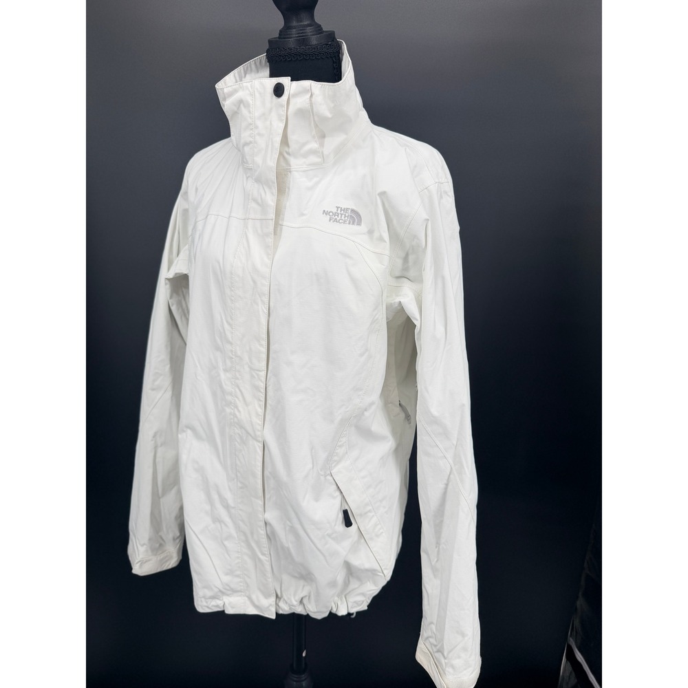 The North Face HyVent Jacket Womens S White Good Waterproof Hooded Rain Coat